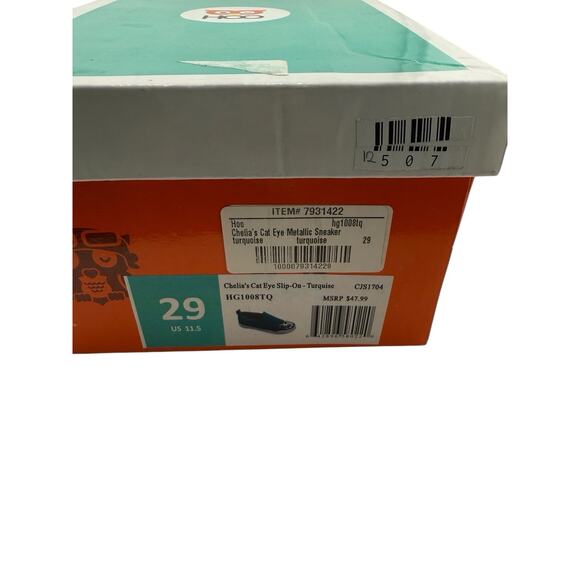 Hoo Chelia's Cat Eye Slip-On Turquoise Metallic Kids Sneaker Kids Size 11.5 EUC - Picture 11 of 11